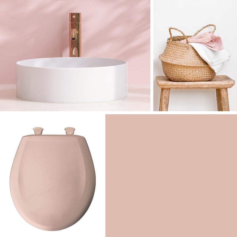 Bemis Classic Colors Slow Close Toilet Seat, Easy Clean Hinges and Durable Plastic Seat, Made in USA, Round, Venetian Pink - Image 3